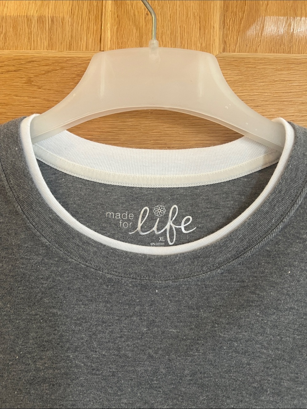 made for life - Two-Tone Long Sleeve Tee in Gray and White XL - Picture 7 of 14